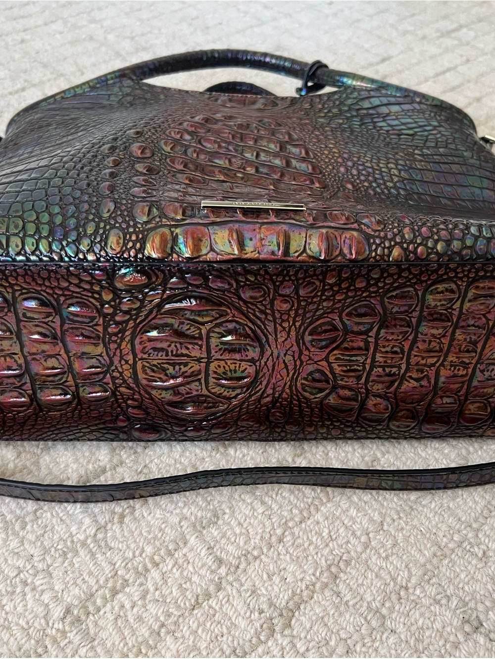 Brahmin Large Elaine Satchel Galaxy Melbourne Embossed Croc Leather Bag - Picture 9 of 13